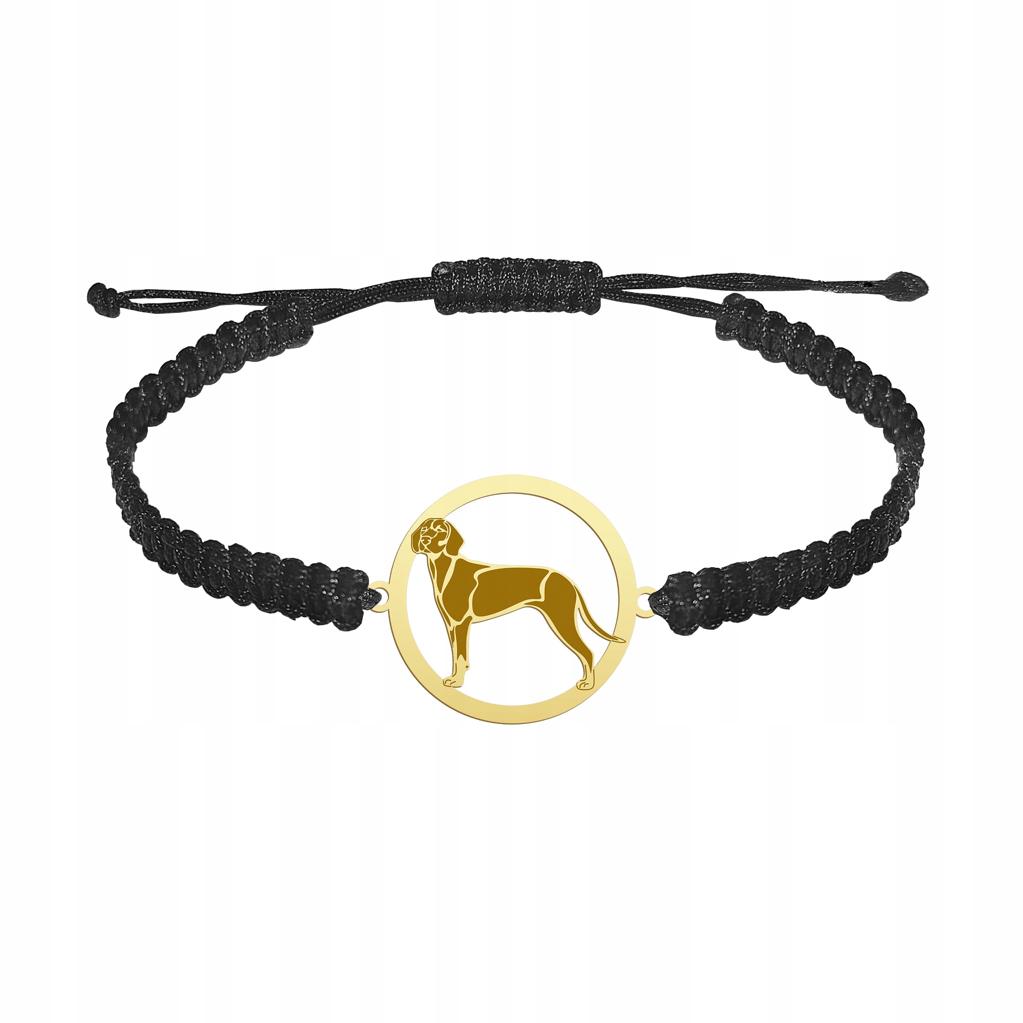 Zlatý náramek s polským loveckým psem 925 Makramé Dárek Gravírování Bonus