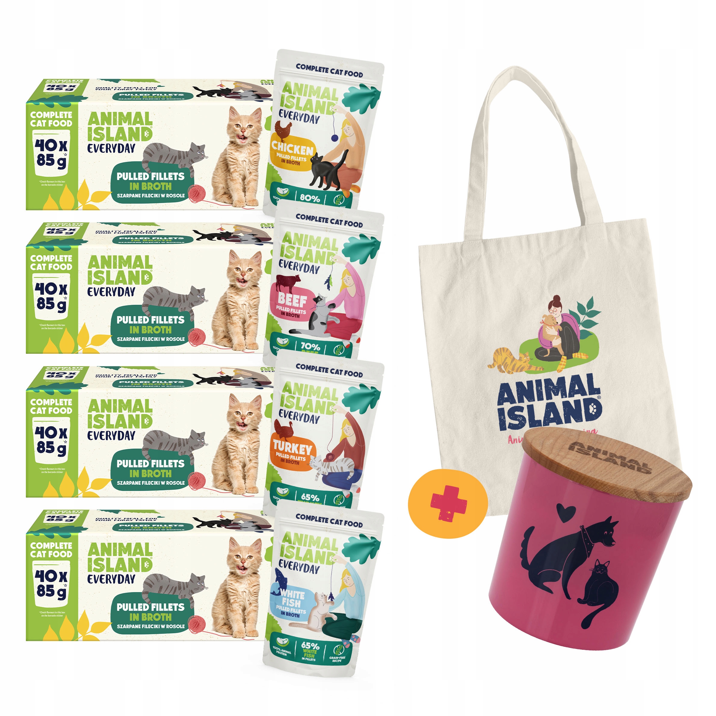 Animal Island Zestaw Dla Niejadka Kot Saszetki 4x40PAK Monopaki Gratisy