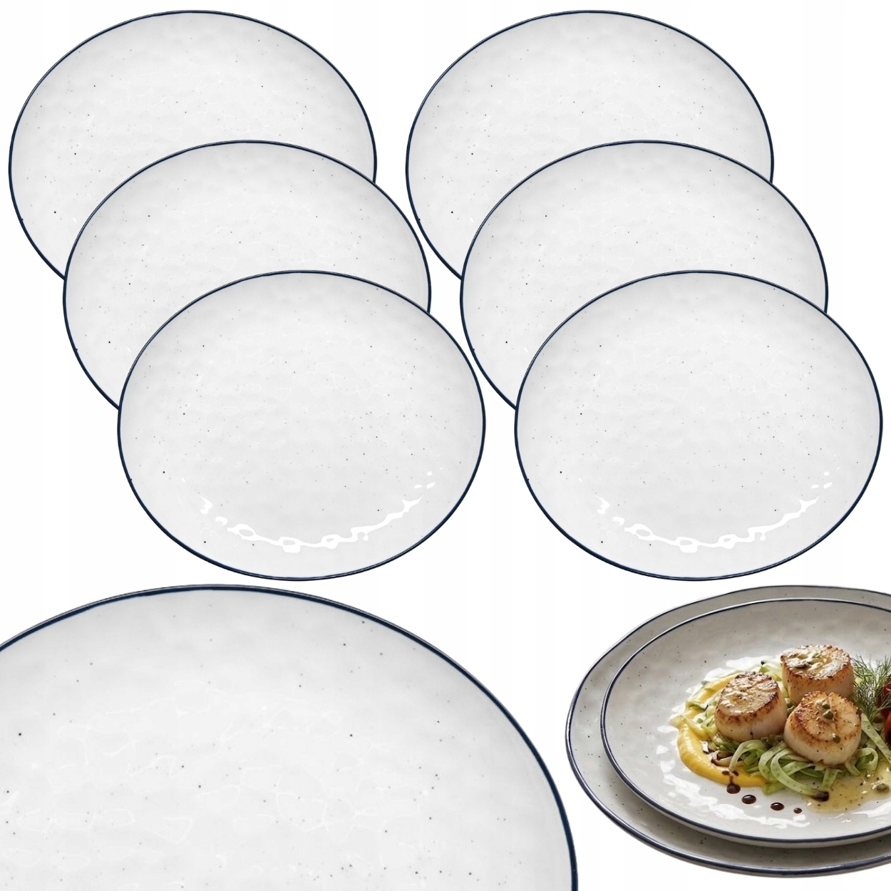 Komplet Obedových Tanierov 28 cm 6 ks Pebbles oválne, moderný porcelán