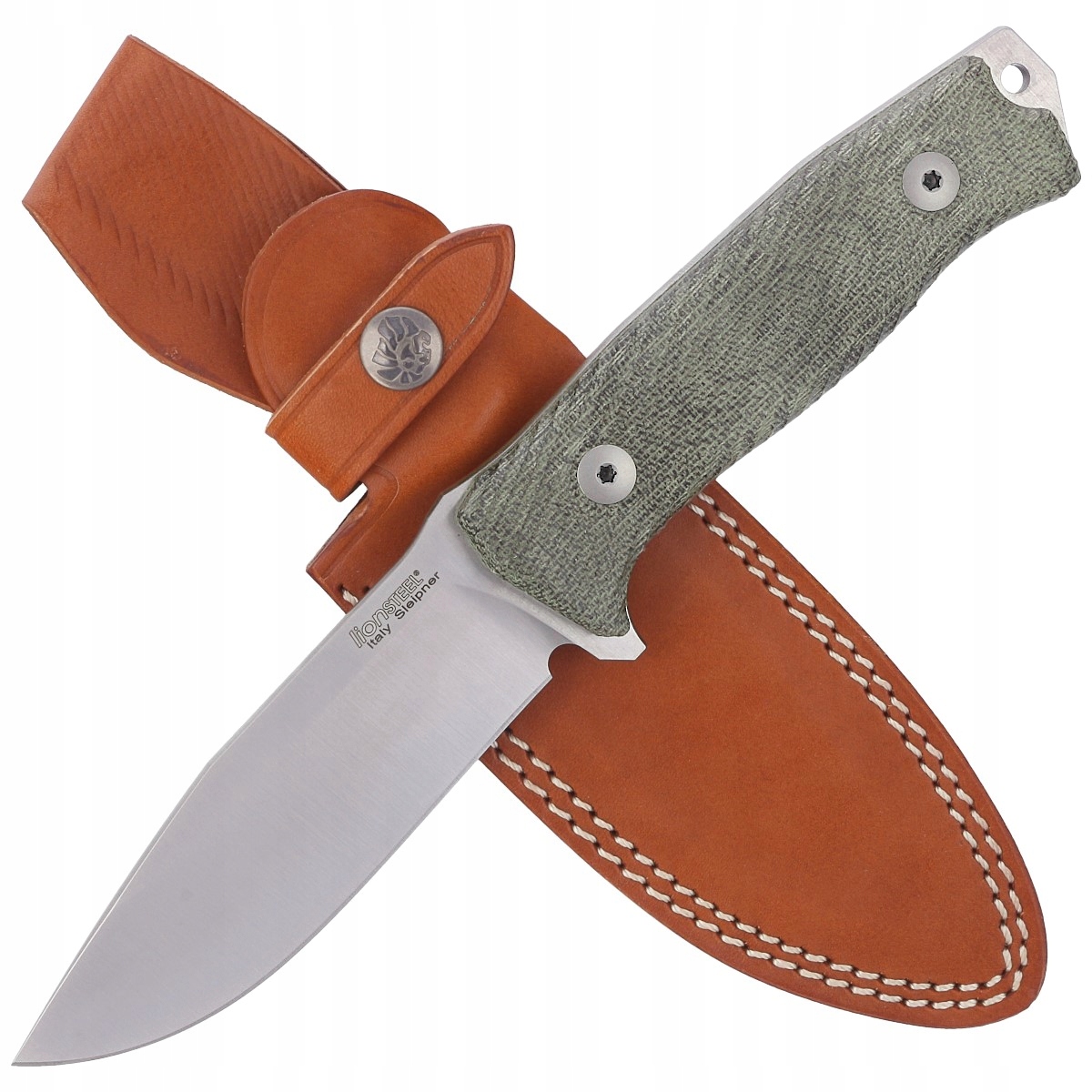 Nůž LionSteel M5 Green Canvas Micarta, Satin Blade Sleipner (M5 Cvg)