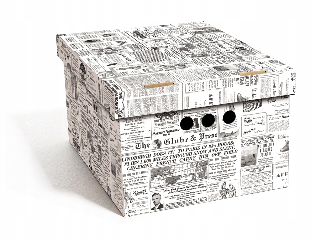 

Pudełko użytkowe pudła dekoracyjne A4 gazeta biała