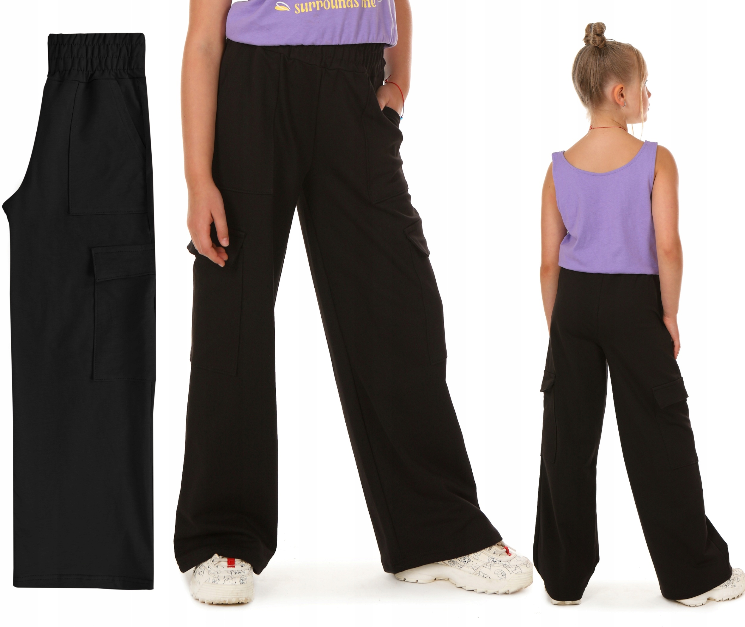 OCIEPLANE BOJÓWKI Szerokie spodnie WIDE LEG roz.140 Prod.PL