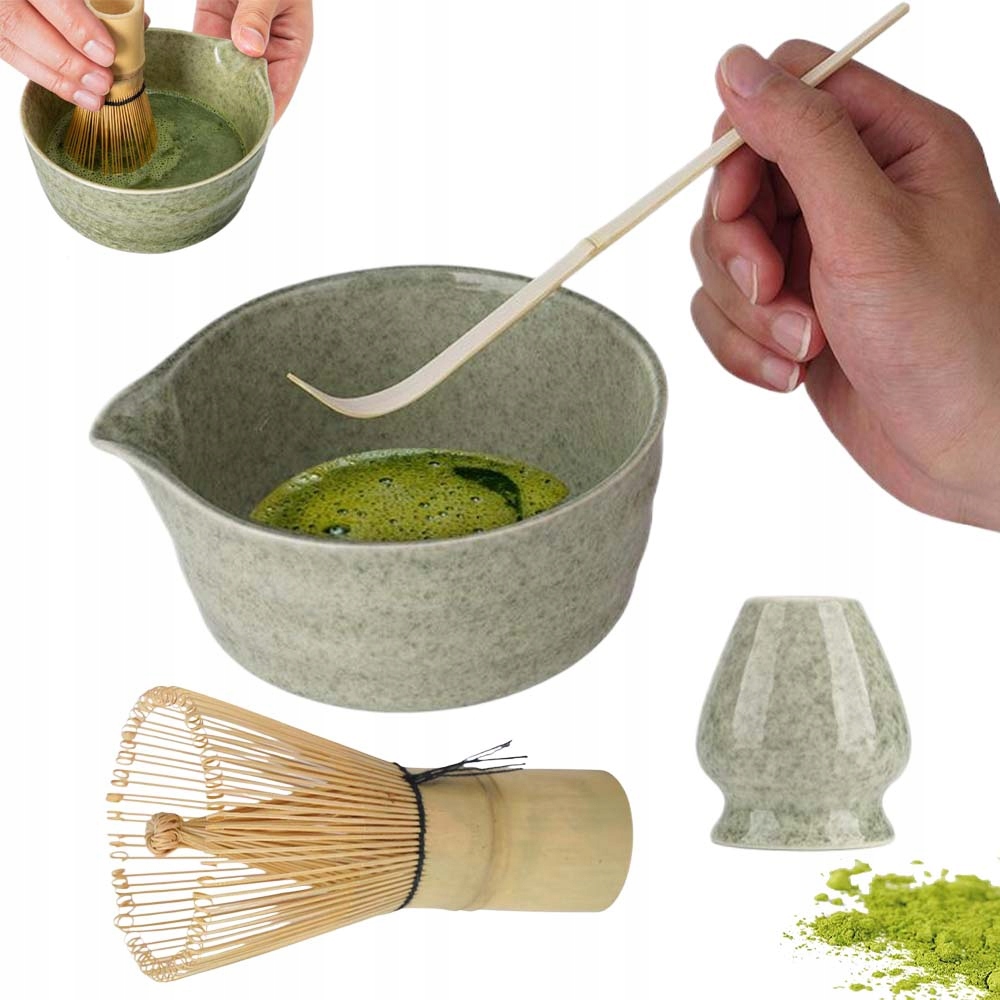4PCS Zestaw Do Herbaty Matcha Narzędzie Do Matchy Miska Łyżka Trzepaczka