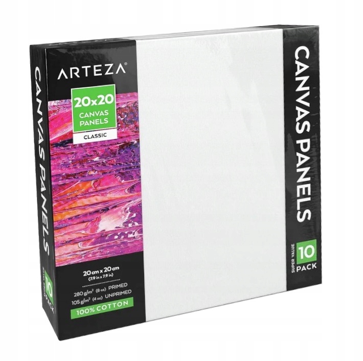 10 ks Malířských Plátek Malířské Plátno Plátěné Panely Arteza 20 X 20 cm