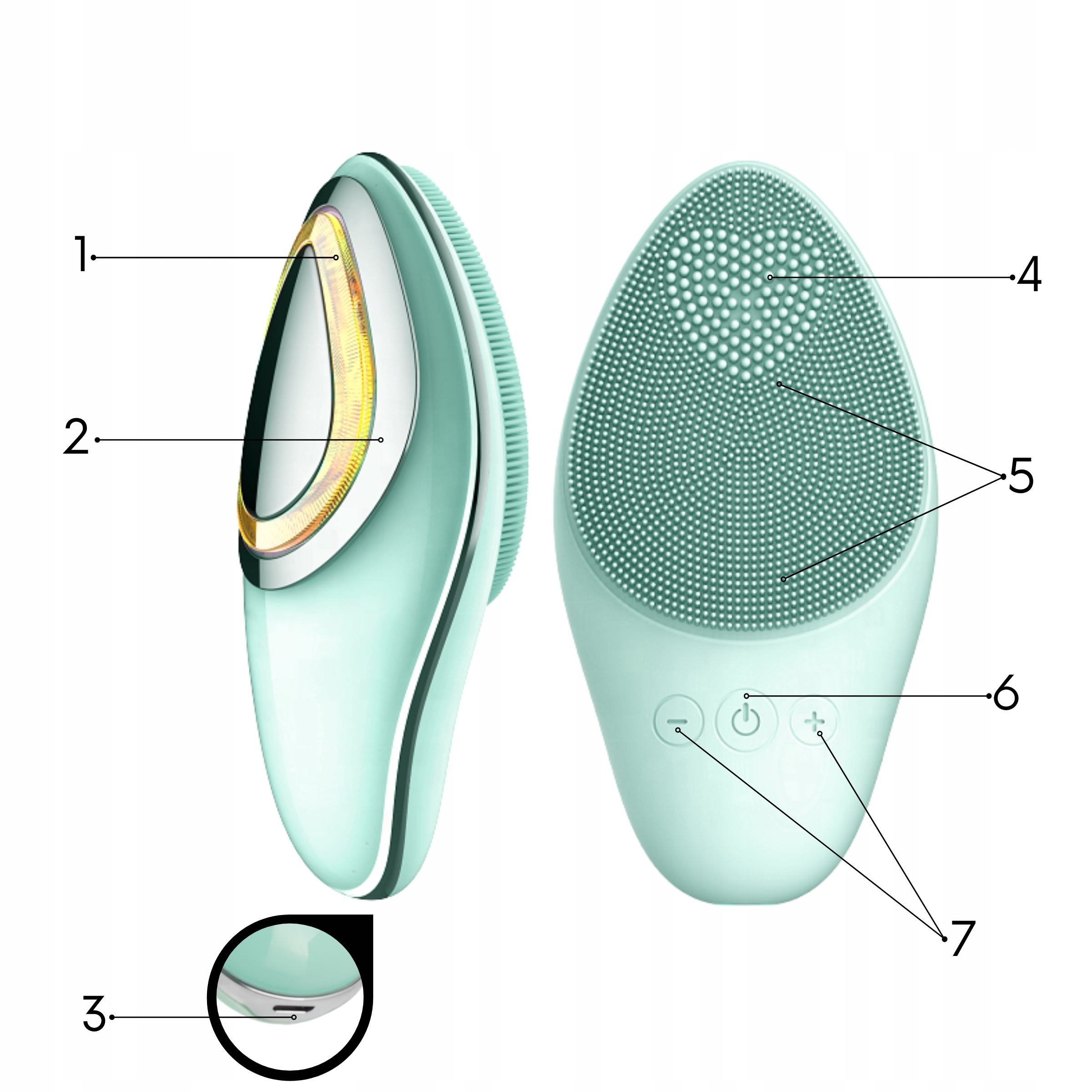 SZCZOTECZKA SONICZNA MASAŻER DO TWARZY 5 FUNKCJI Liczba poziomów prędkości 6