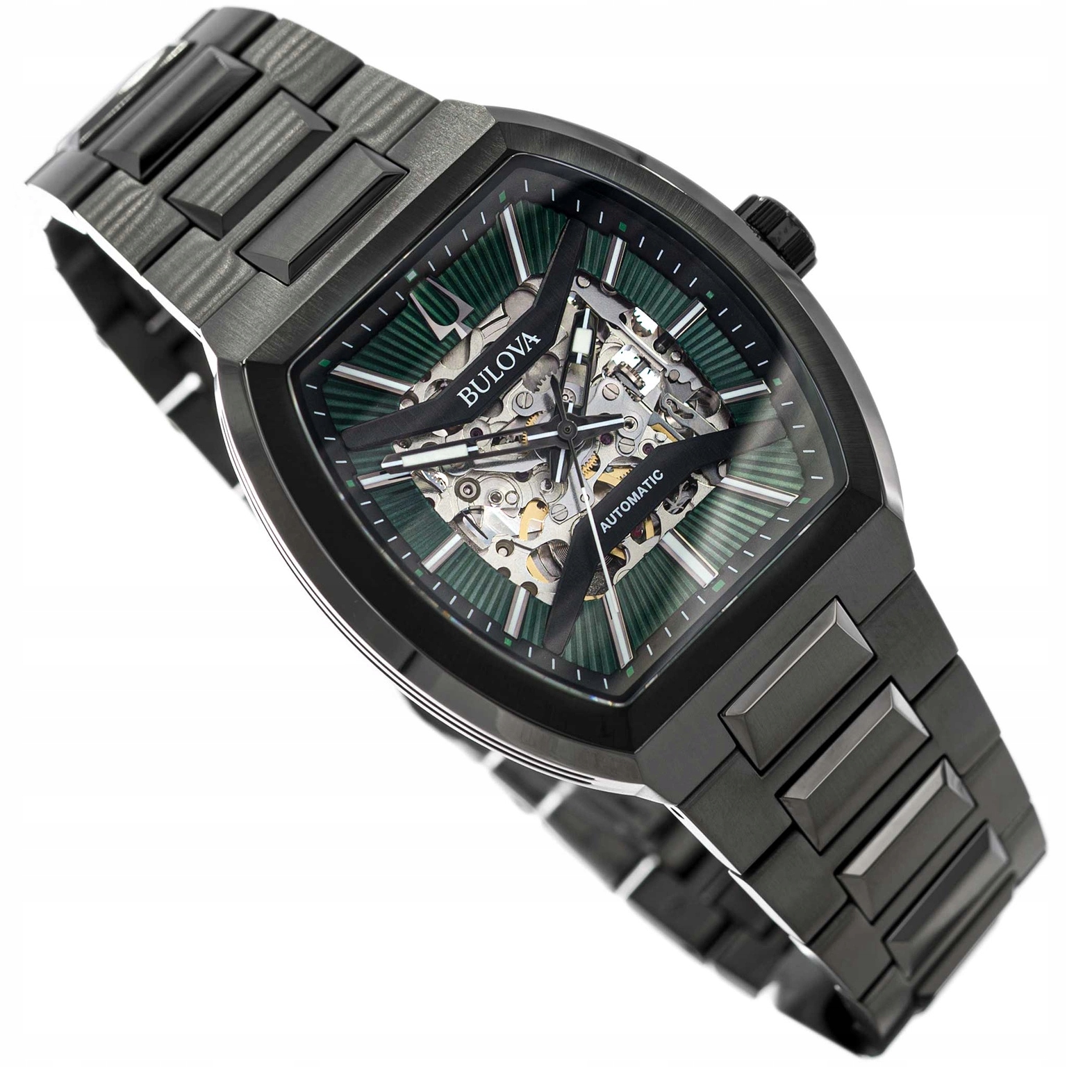 Pánské Hodinky Bulova 98A321 Maquina Šedé Automatické S Otevřeným Srdcem