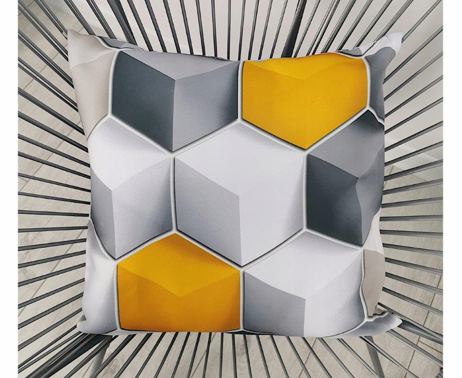 

Poszewka ozdobna kostka 40x60 szara kwadraty cube