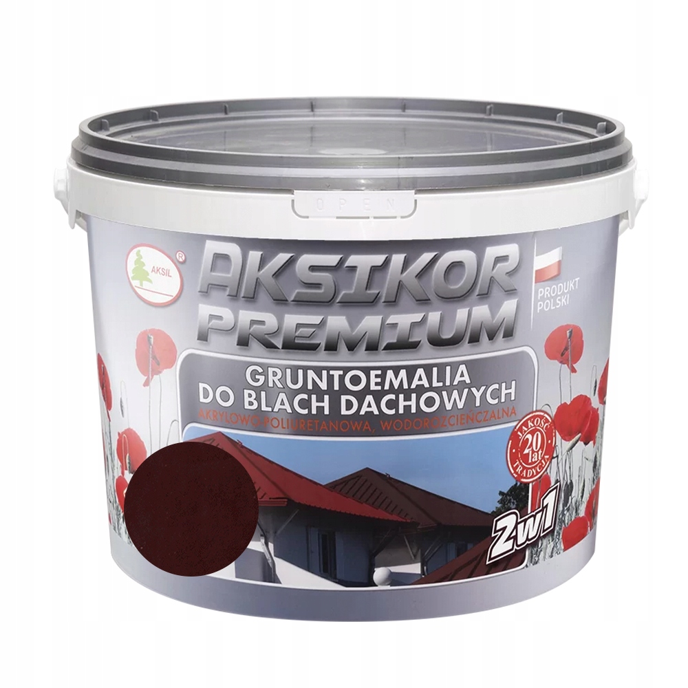 AKSIL AKSIKOR PREMIUM Farba do dachu Brązowy RAL8017 5L