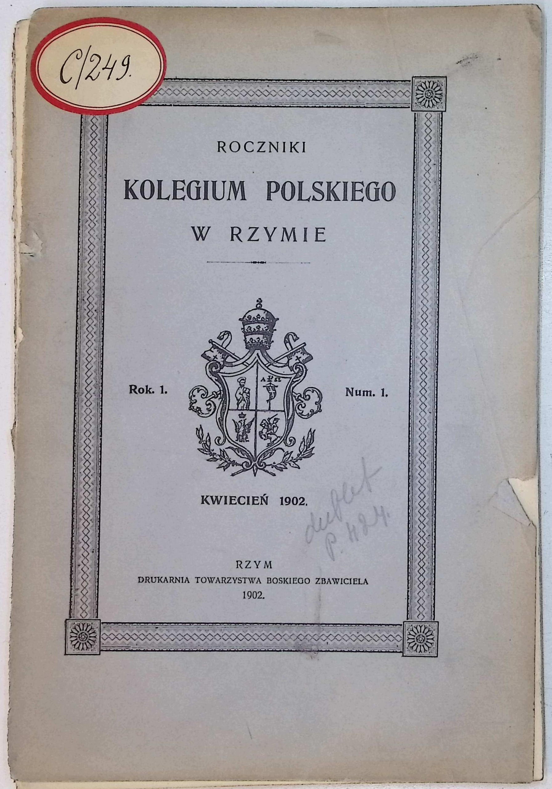 Roczniki Kolegium Polskiego w Rzymie. Rok.1, Num. 2. (1902 r.)