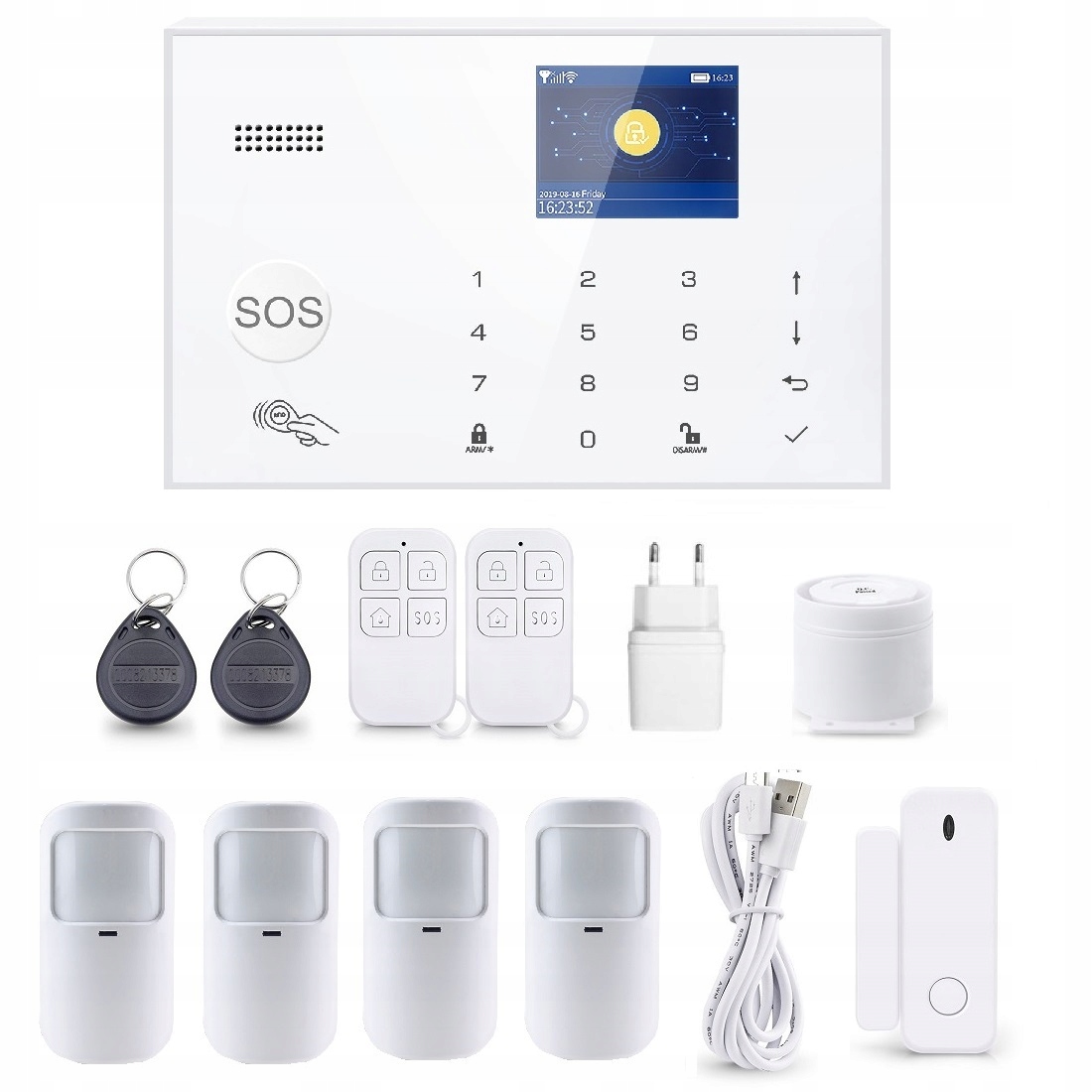 Alarmový Systém LCD 2.4' Gsm WiFi Tuya Smart Pl 4xPIR