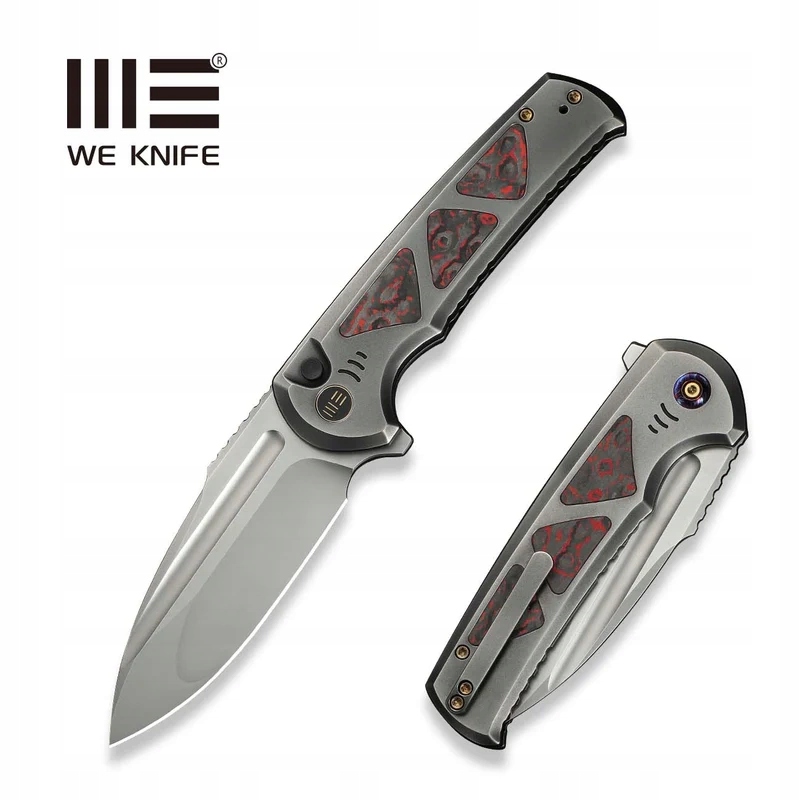 Zavírací Nůž We Knife Sylox, šedý titan/Lava Flow Fat Carbon, leštěná čepel