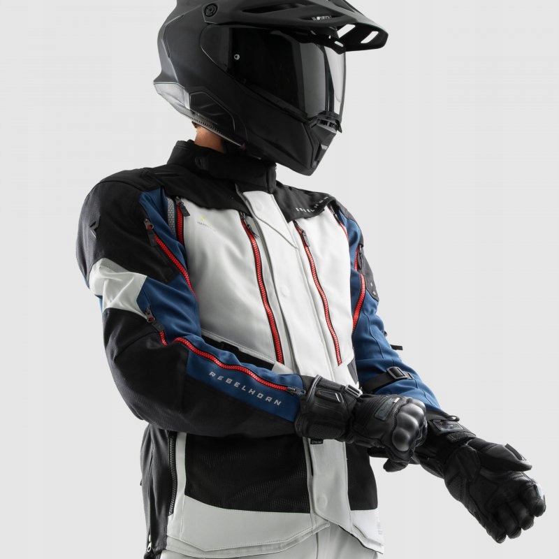 Textilná Motocyklová Bunda Rebelhorn Hardy 3.0 Blue Grey Red 6XL