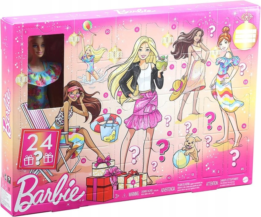 Адвент-календарь Barbie Fashionistas, кукла, одежда и собачка, 24 сюрприза, от 3 лет