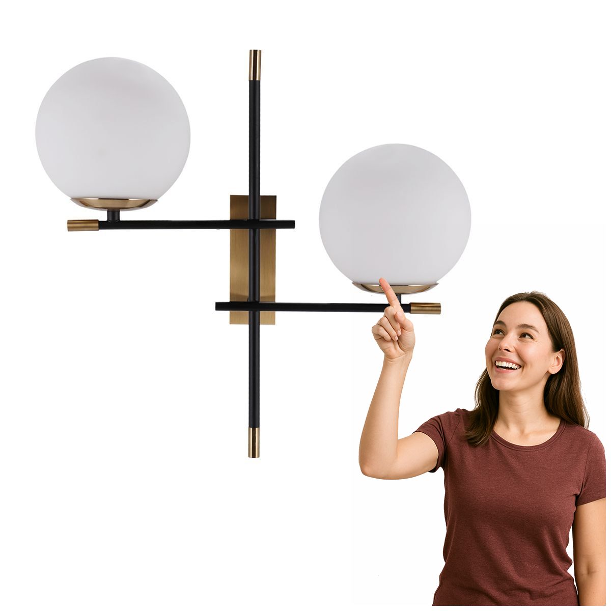 Stelia Nástenná lampa čierna a hnedá, moderná Italux