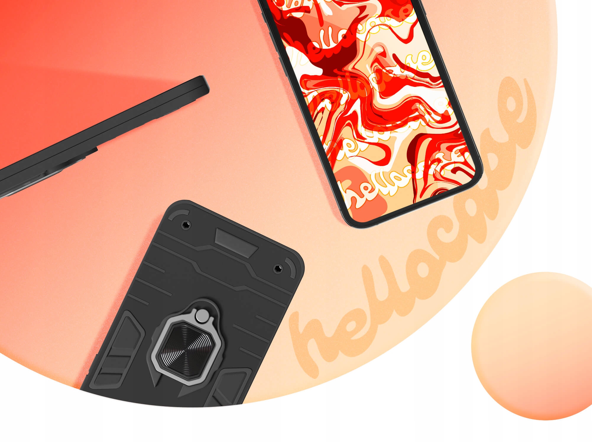 ETUI PANCERNE DO IPHONE 13 CZARNE OBUDOWA ARMOR HOLDER RING CASE + SZKŁO 9H Kolor czarny