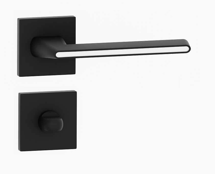 klika na dveře komplet Wc rozety štítek Efenia čtvercová černá bílá