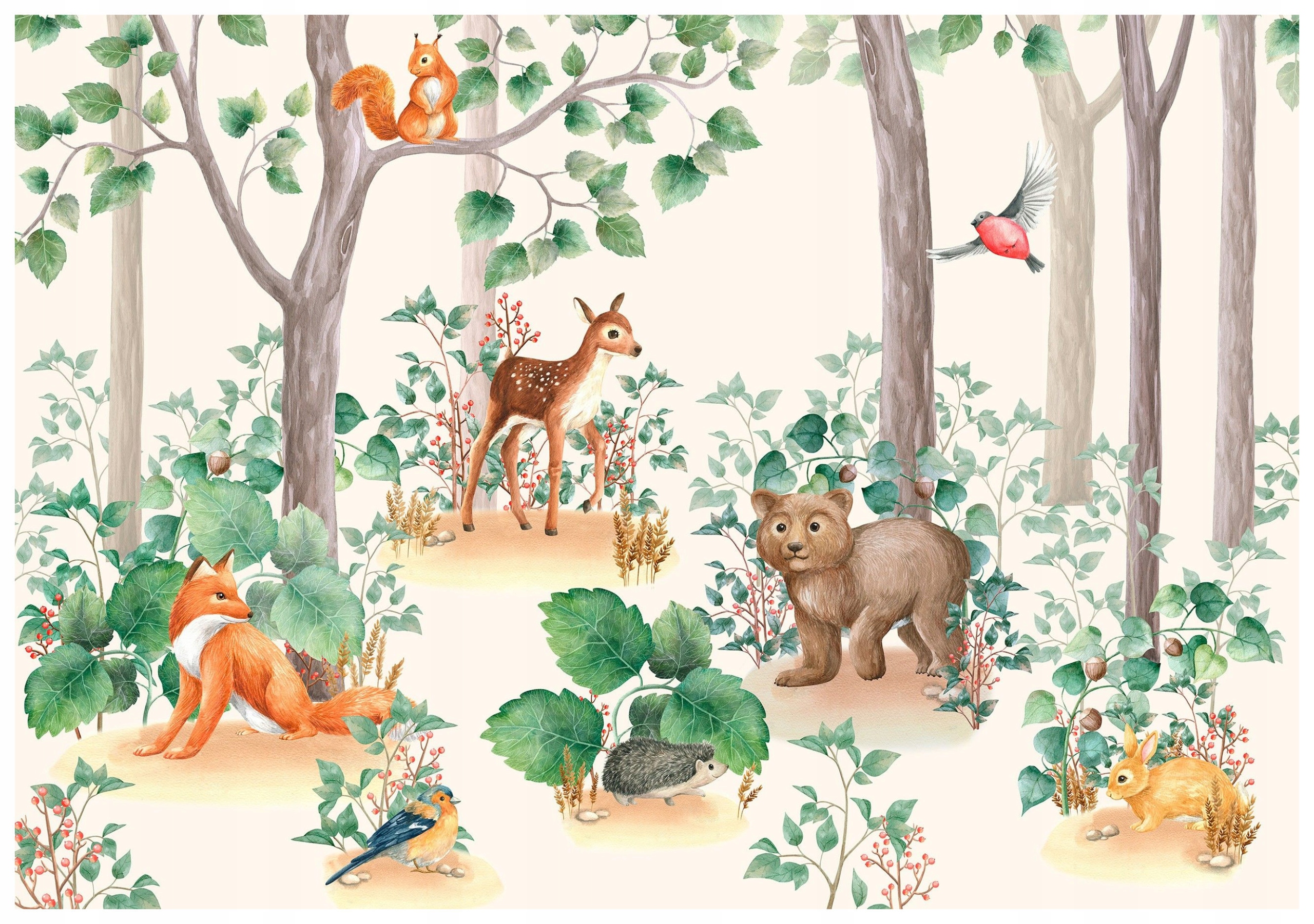 Vliesová fototapeta Lesní zvířátka do dětského pokoje 312x219 lepidlo