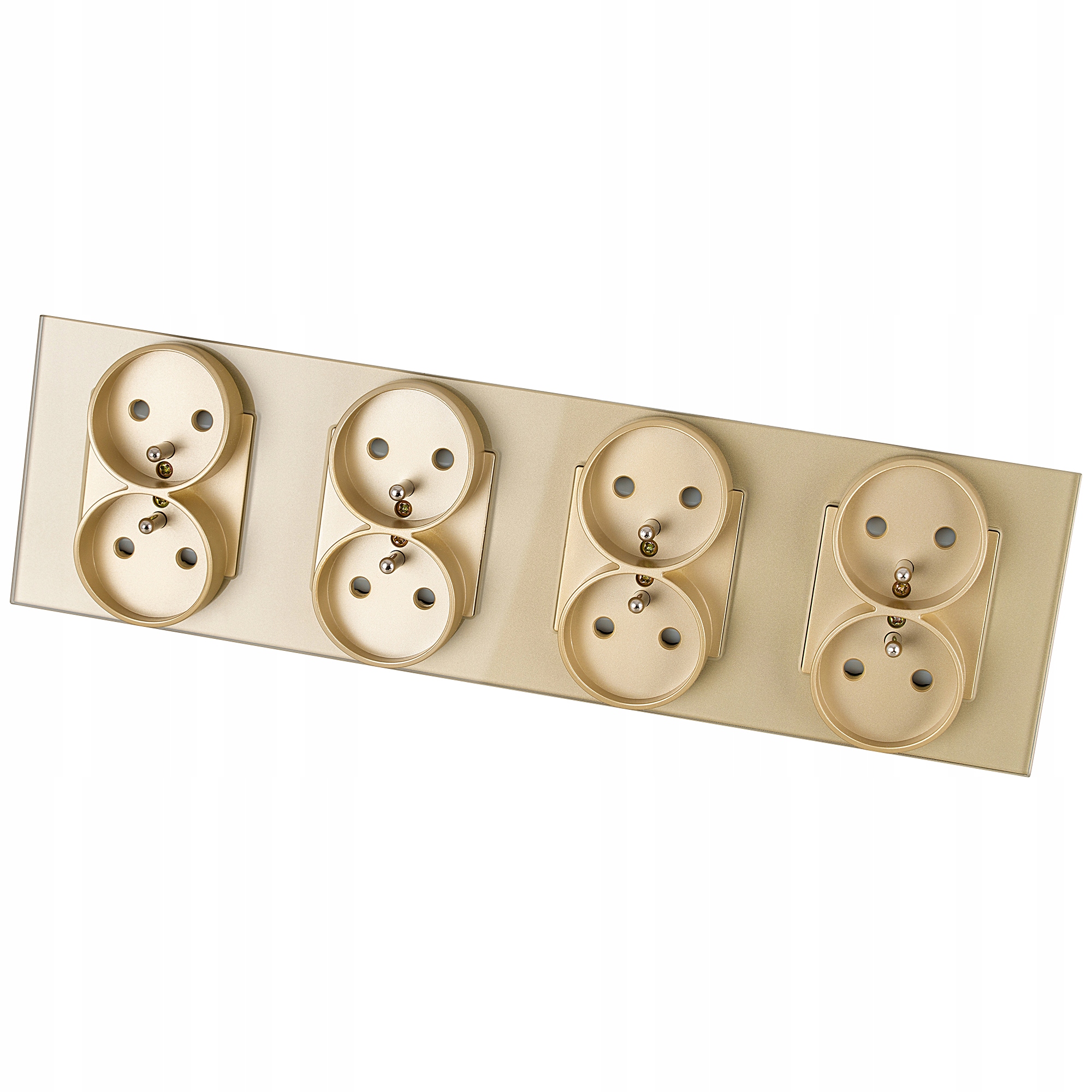 Čtyřnásobná skleněná zásuvka Zlatá sada Rámeček a 4x dvojitá zásuvka Miuun