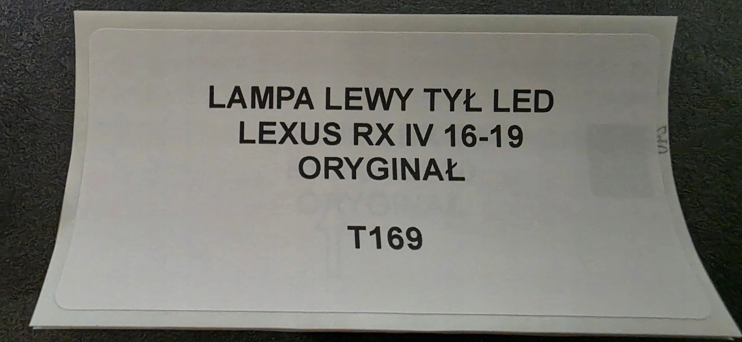 light left rear part LED LEXUS RX IV 16-19 original