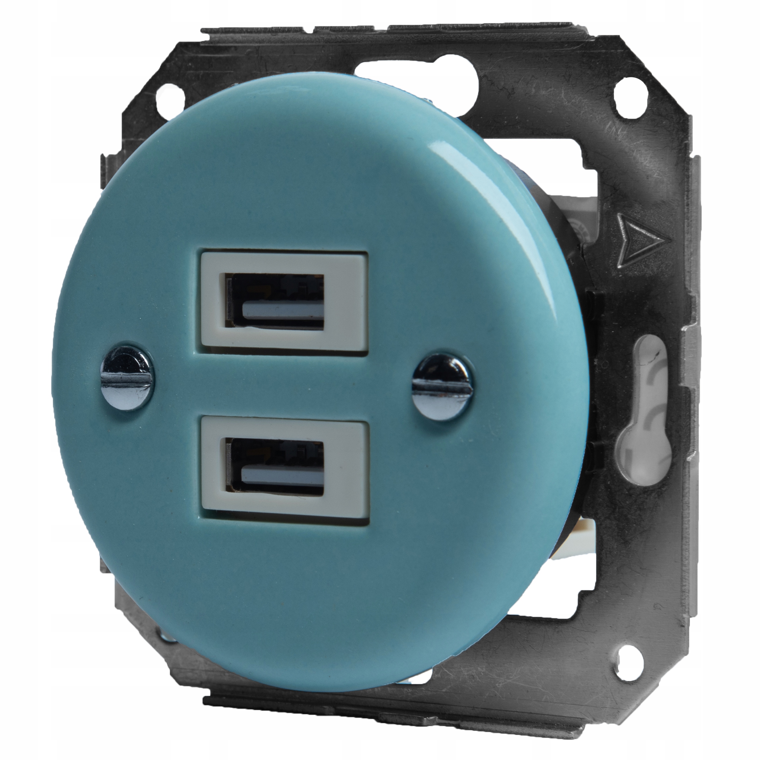 Keramická Zásuvka 2xUSB Retro Mätová Podtynka Pastel Bez Rámčeka