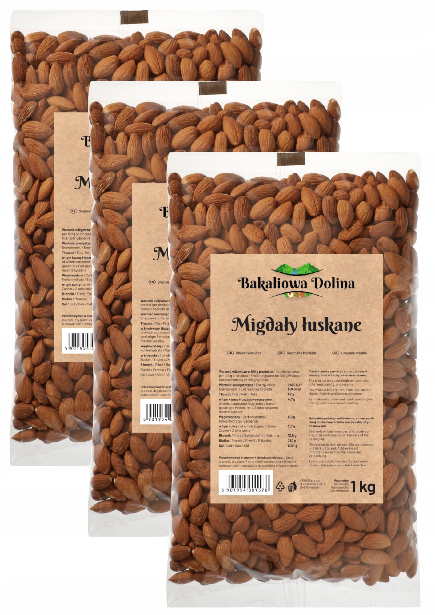 Levně Mandle 3 Kg 3000 G Přírodní Velké Celé Křupavé Čerstvé Ořechy Zdravé