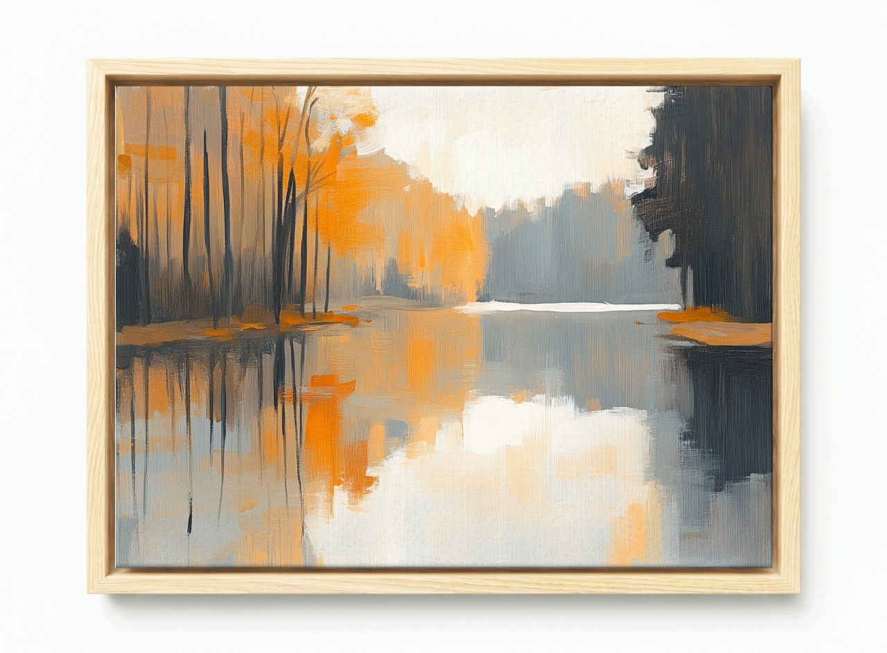 Obraz Rám Americký Box Krajina Venkov Krajina Stromy Podzim Voda 120x80