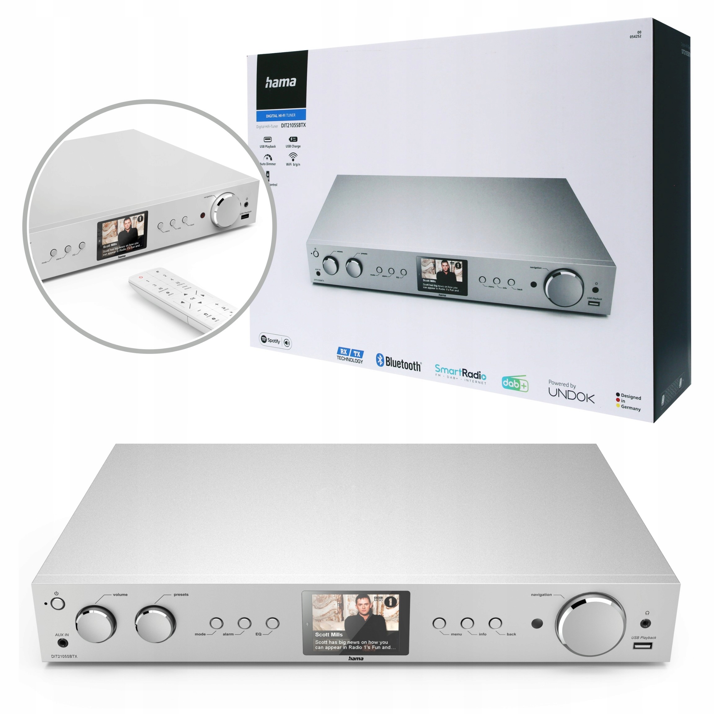 Tuner cyfrowy Hama DIT2105SBTX Dab+ Fm Internet Bluetooth Rxtx Aplikacja