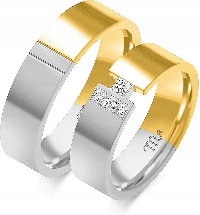 Bílé zlaté snubní prsteny pro pár 585 velikost 32 33 34 moderní model gravírování