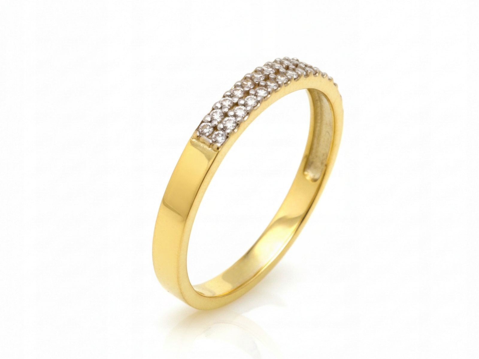 Prstýnek 585 bílé Zirkony ve dvou řadách r11 dárek 1.19 g