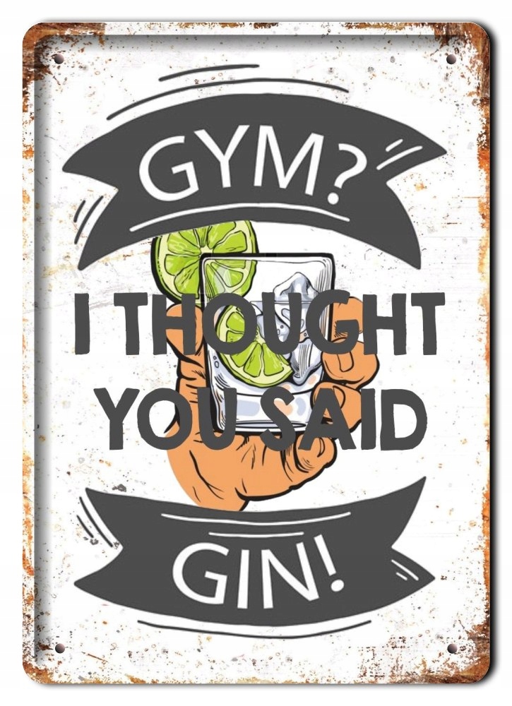 Gin Drink Metalowy Szyld Plakat Vintage Retro #08422