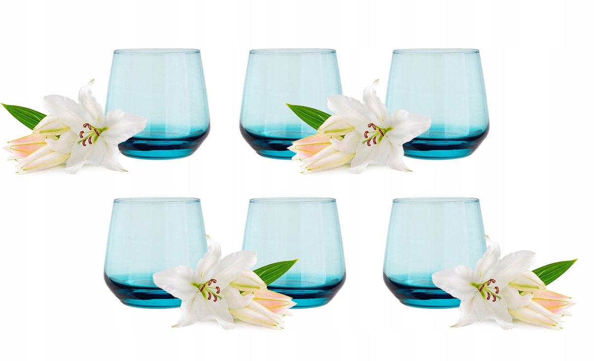 

6x Szklanka Turkusowa, Niebieska 310 ml Woda,soki