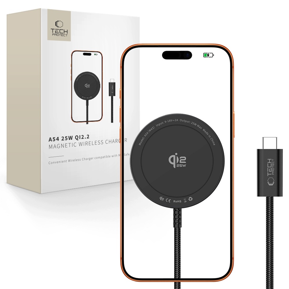 Tech- Protect A54 Magnetic MagSafe Wireless Charger 25W QI2. 2 Black Tech-
