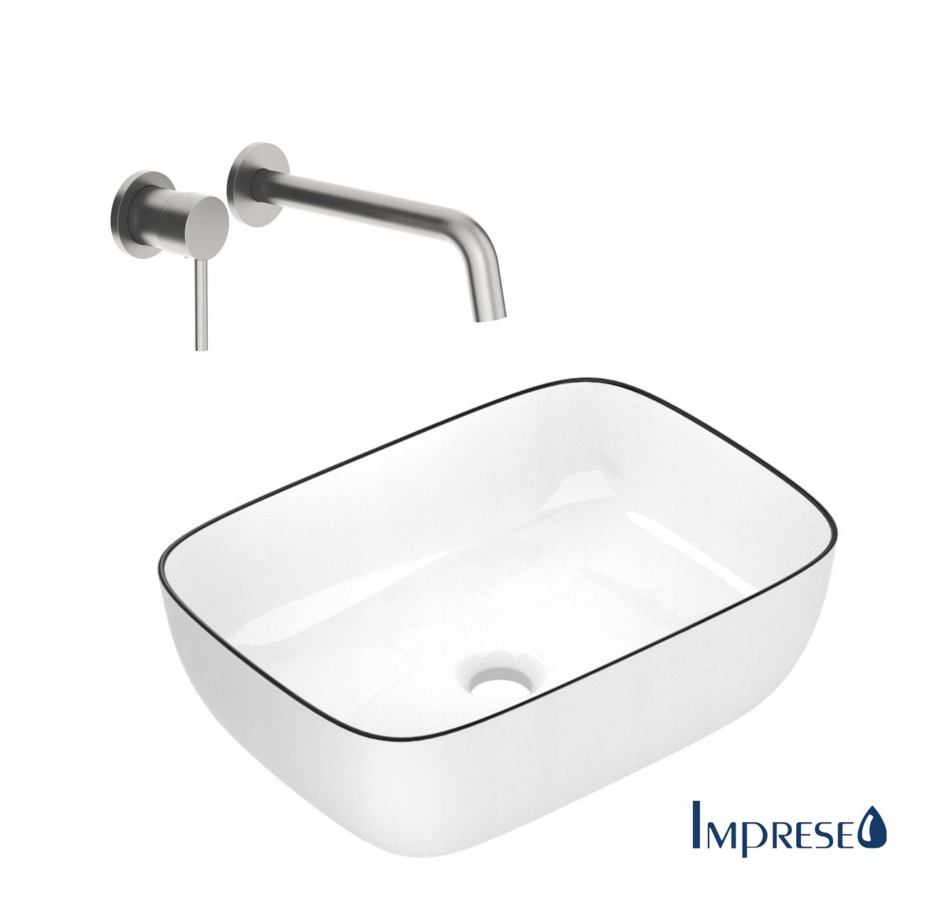 Umývadlová doska 45*32 Imprese biela Čierny Rant Podomietková Bateria