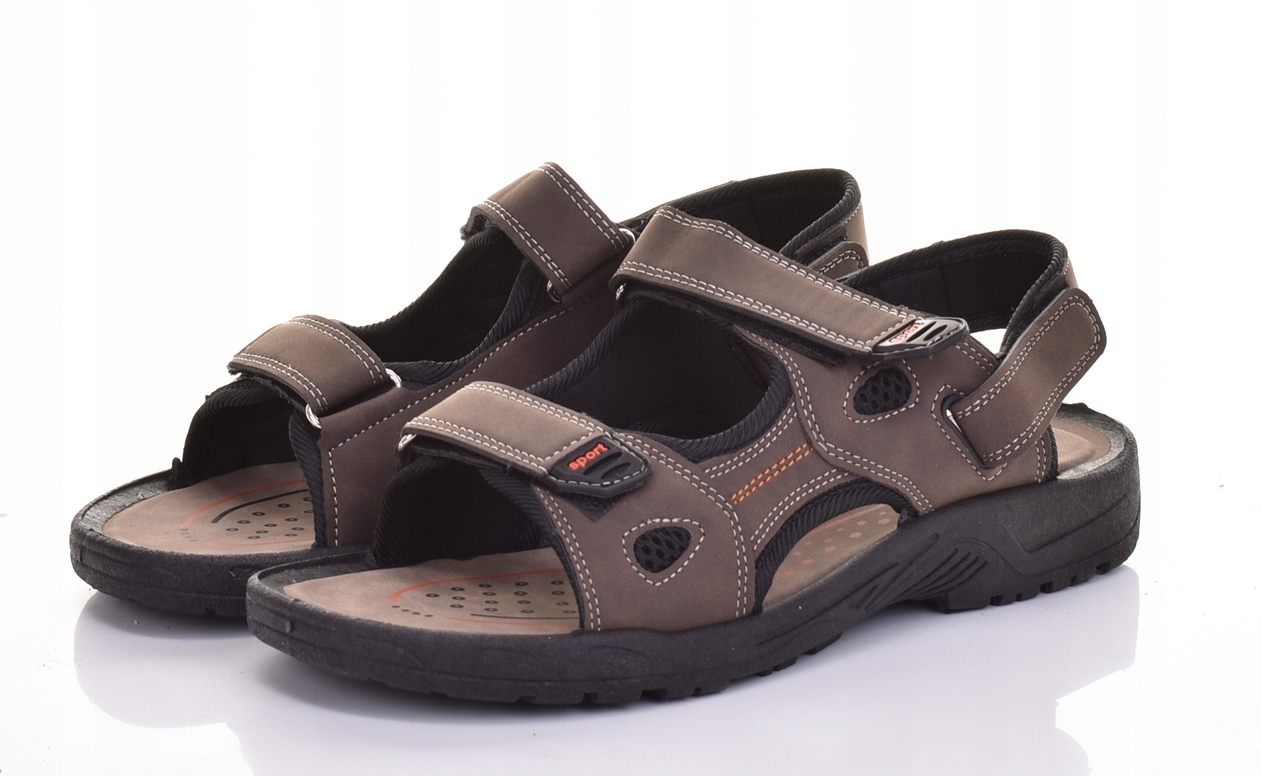 SANDAŁY MĘSKIE KLASYCZNE NA RZEPY LEKKIE SOLIDNE TREKKINGOWE BRĄZOWE