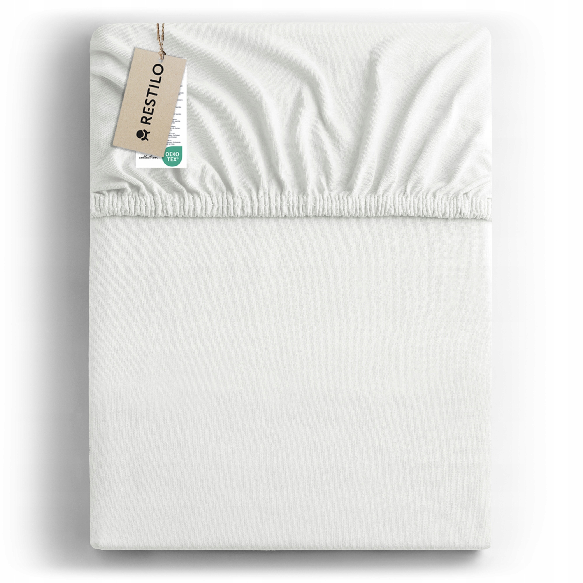 RESTILO Prześcieradło jersey z gumką 100% bawełniane czesana Białe 140x200 Kod producenta 120014414