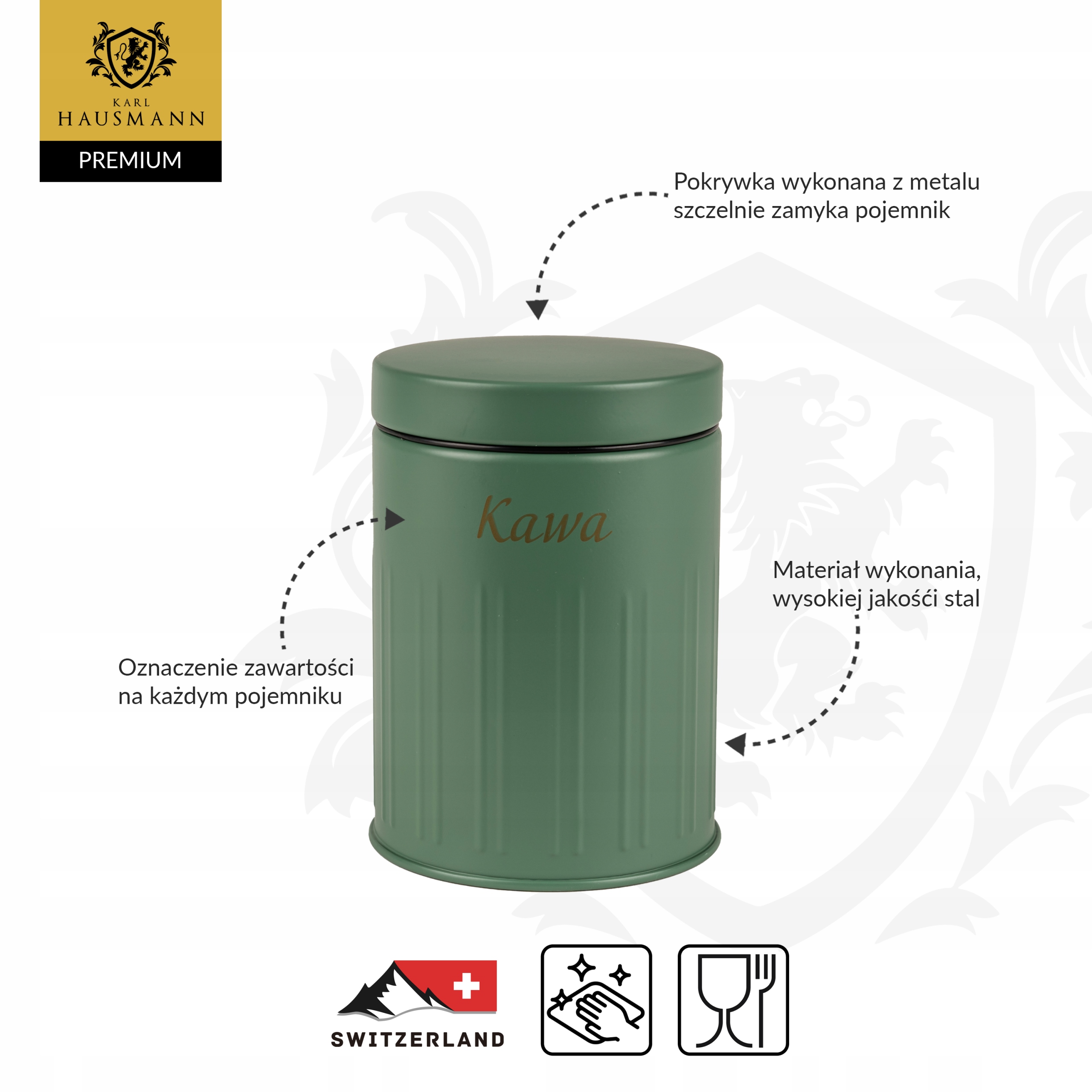 CHLEBAK + ZESTAW POJEMNIKI KAWA HERBATA CUKIER STAL NIERDZEWNA POJEMNIK Materiał stal