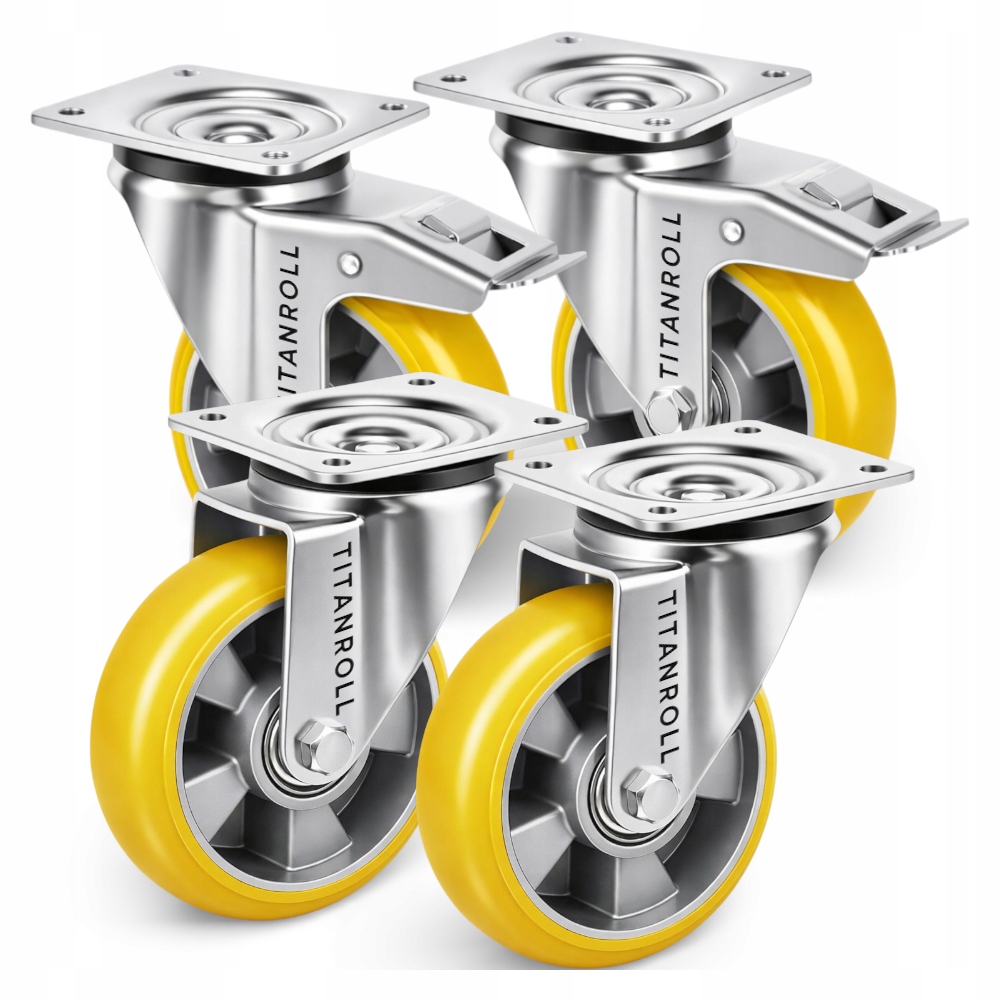 Sada transportních kol 150 mm Pu 4 ks 2 s brzdou 2 bez 350 kg ergo