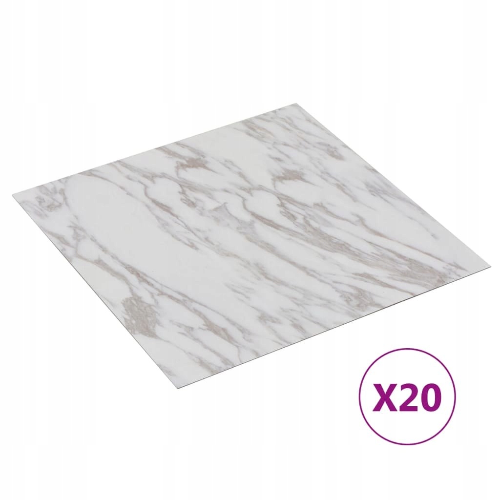 PANELE PODŁOGOWE 20 SZT PVC 1,86M² BIAŁE SAMOPRZYL Długość 1 cm
