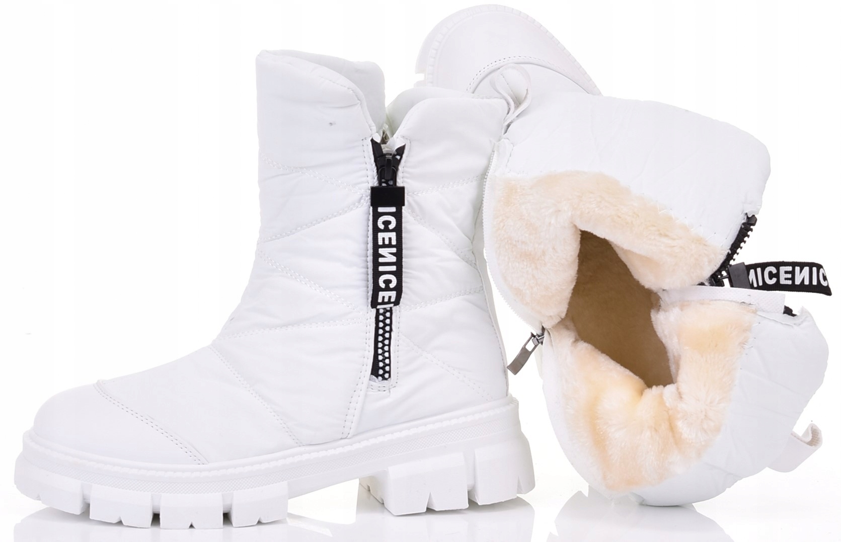 MODNE ŚNIEGOWCE DAMSKIE BUTY ZIMOWE NA PLATFORMIE OCIEPLONE Cechy dodatkowe brak