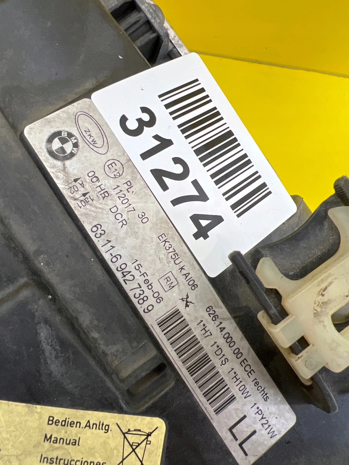 light right Bmw 3 E90 E91 05-08 Bi-Xenon non-setting 6942738