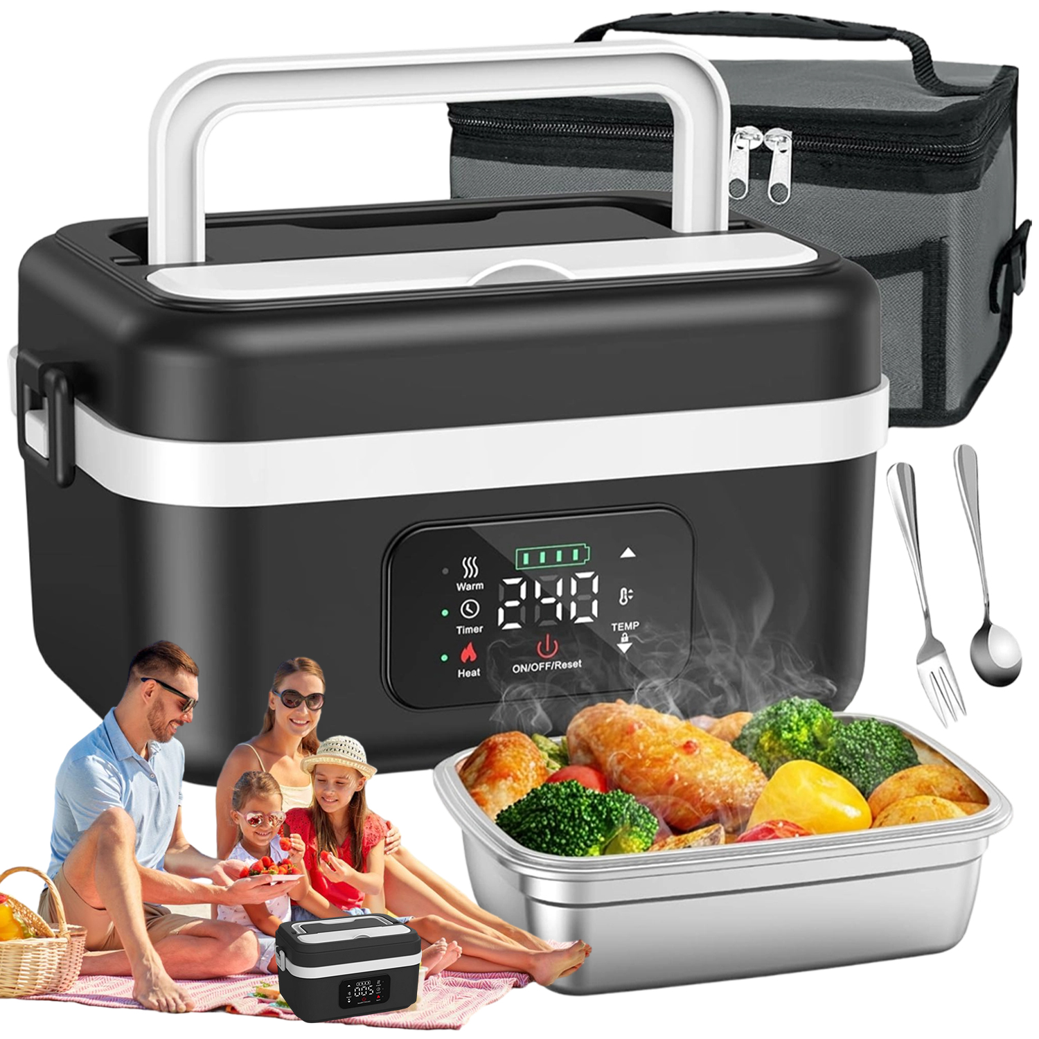 Ohřívaný Obědový Box Bez Mikrovlnné Trouby 16000 Mah 1000 ML Na Stavbu Na Cesty