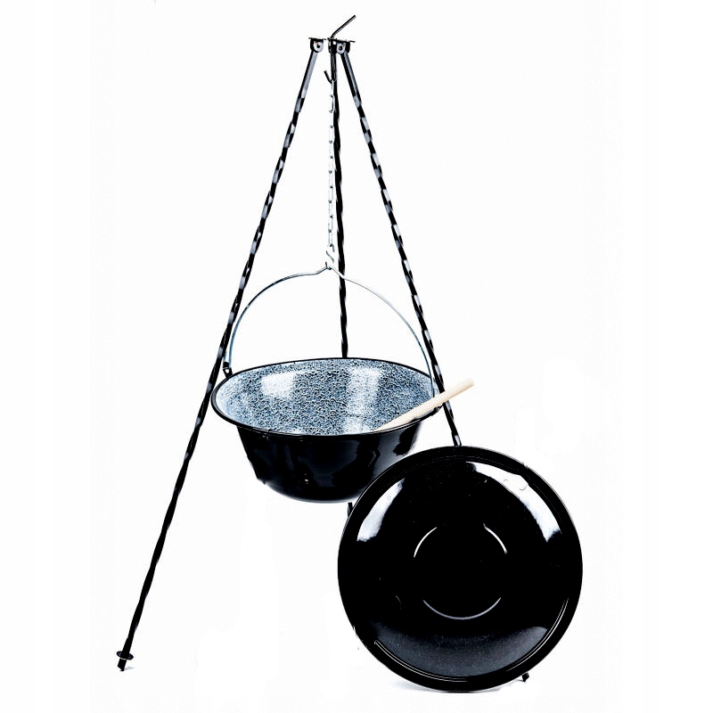 KOCIOŁEK WĘGIERSKI EMALIOWANY 8L POKRYWKA stojak