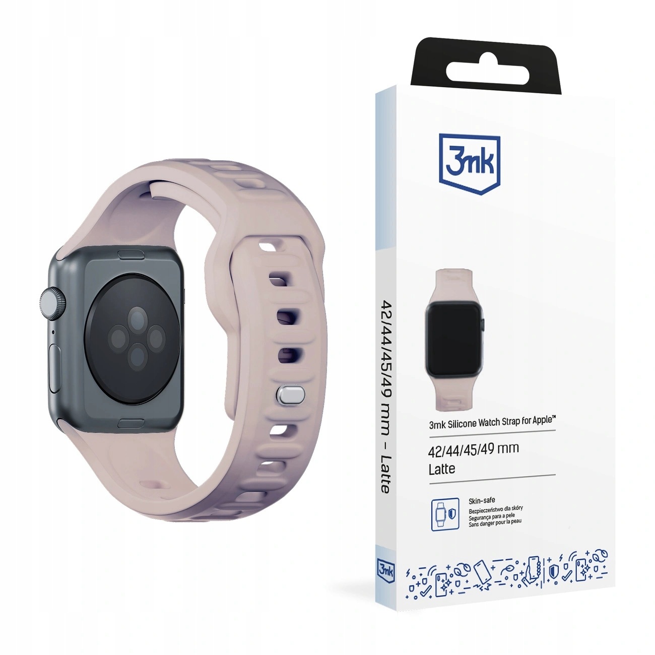 Pasek 3mk Silicone Watch Strap Apple Watch 42/44/45/49 mm beżowy