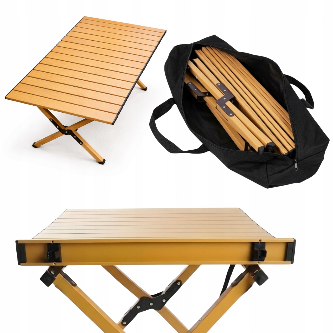 Stół Składany Turystyczny Kempingowy 88cm Lekki Stal Węglowa Pokrowiec