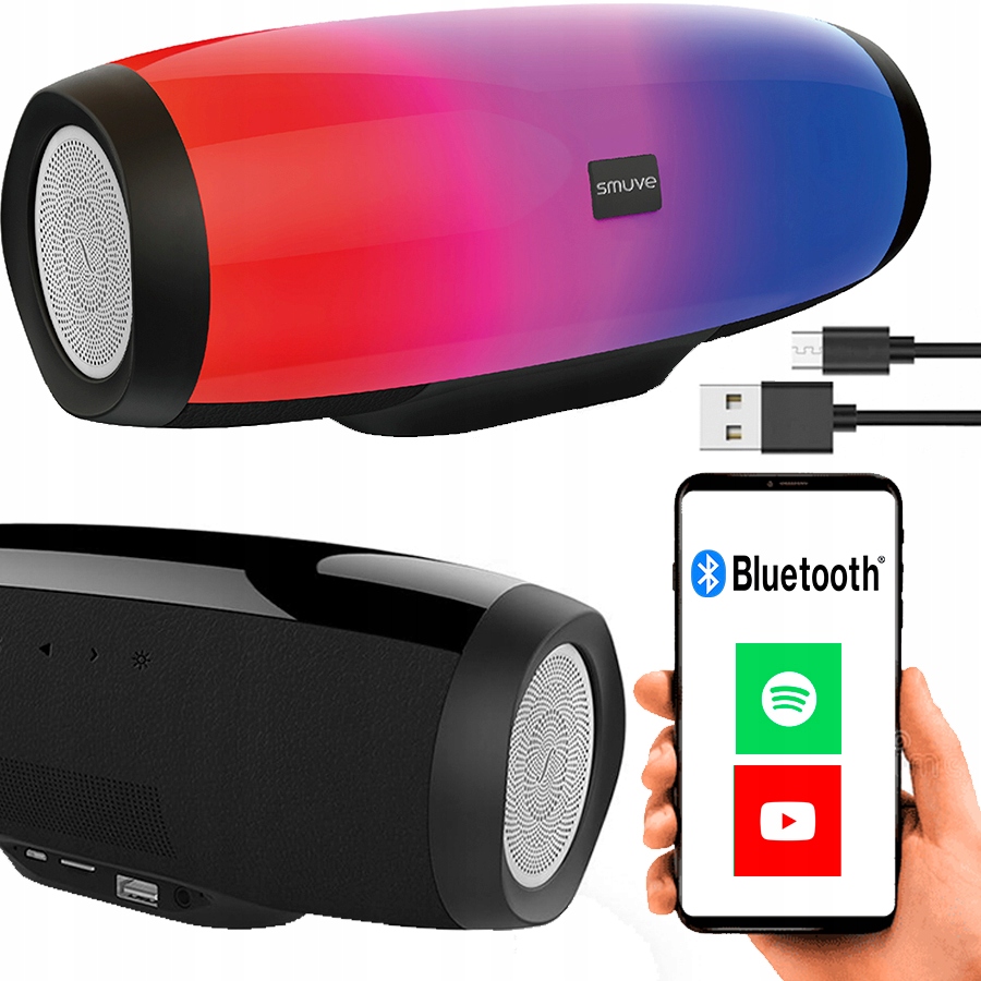 Bezdrátový Bluetooth reproduktor Smuve Aura Tws Usb Fm XBass LCD Rgb