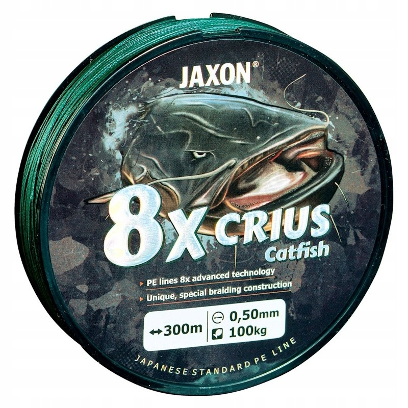 Plecionka Sumowa Jaxon Crius 8x Catfish Green 0.45mm Ryby Do 80kg 300m