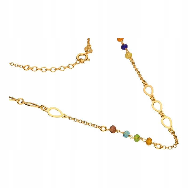 Stříbrný pozlacený náhrdelník 925 s motivem slzy a barevnými zirkony