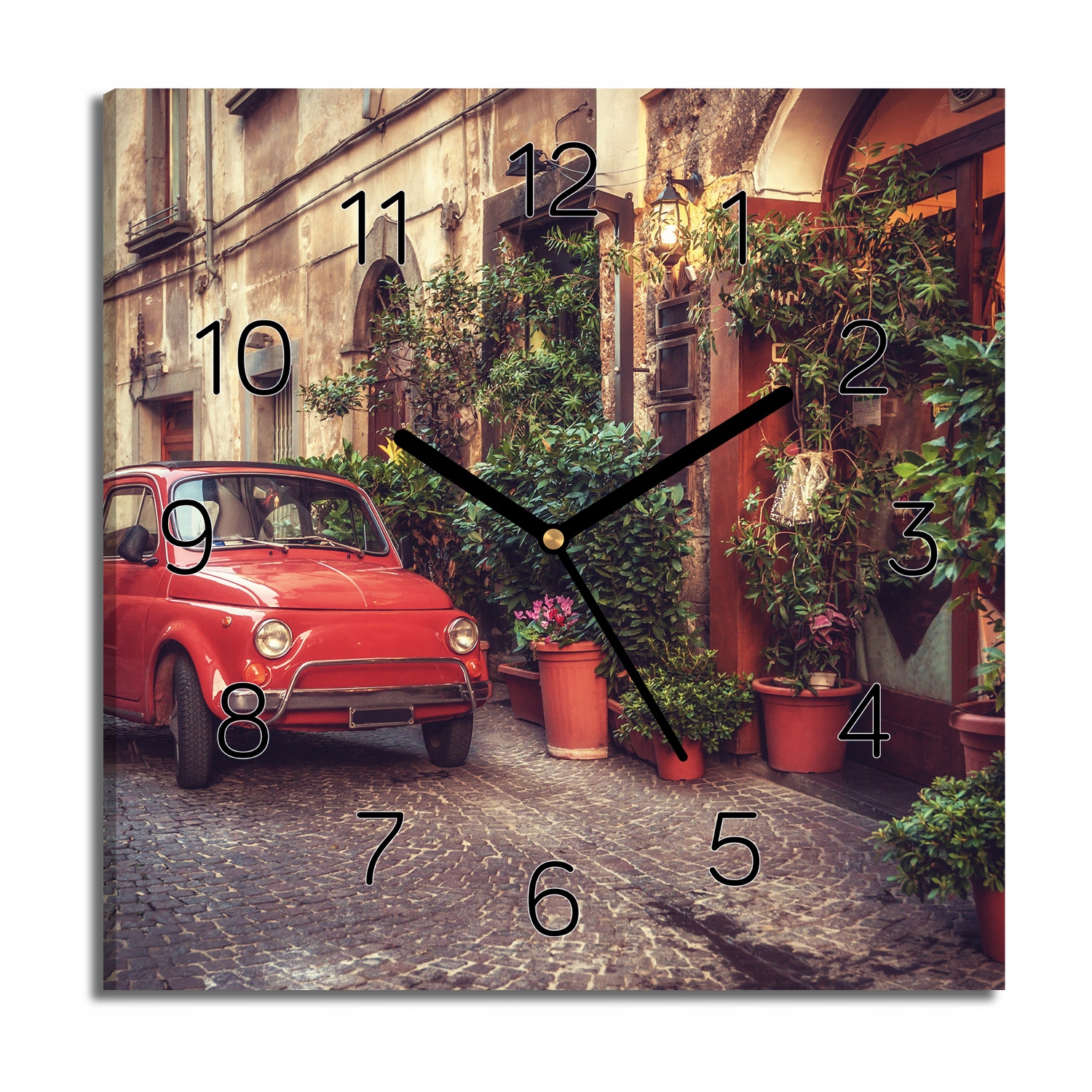 hodiny na obraze Itálie auto retro nástěnné 30x30