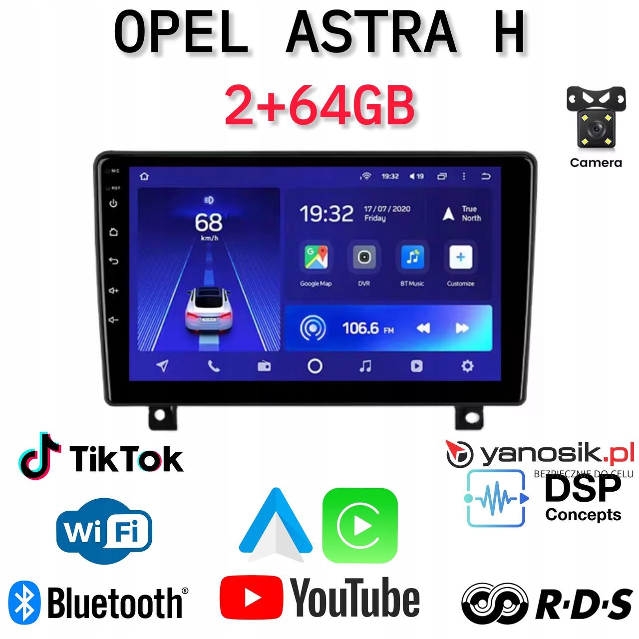 Radio Android Nawigacja Opel Astra H (2+64 Gb)