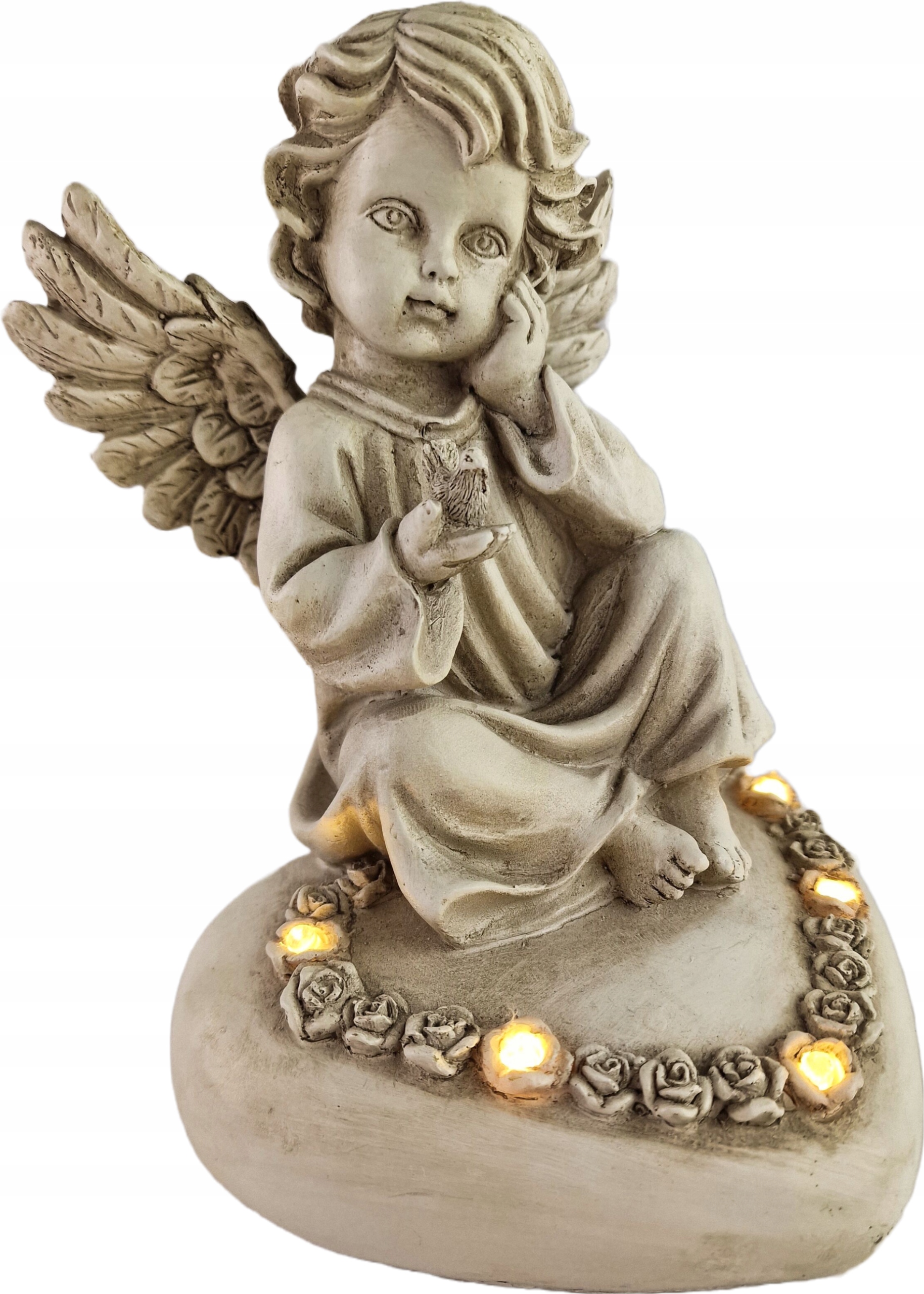 ANIOŁ ŚWIECĄCY ANIOŁEK NA SERCU LED ZNICZ WKŁAD ANIOŁ PODŚWIETLANY BATERIE Materiał wykonania inny